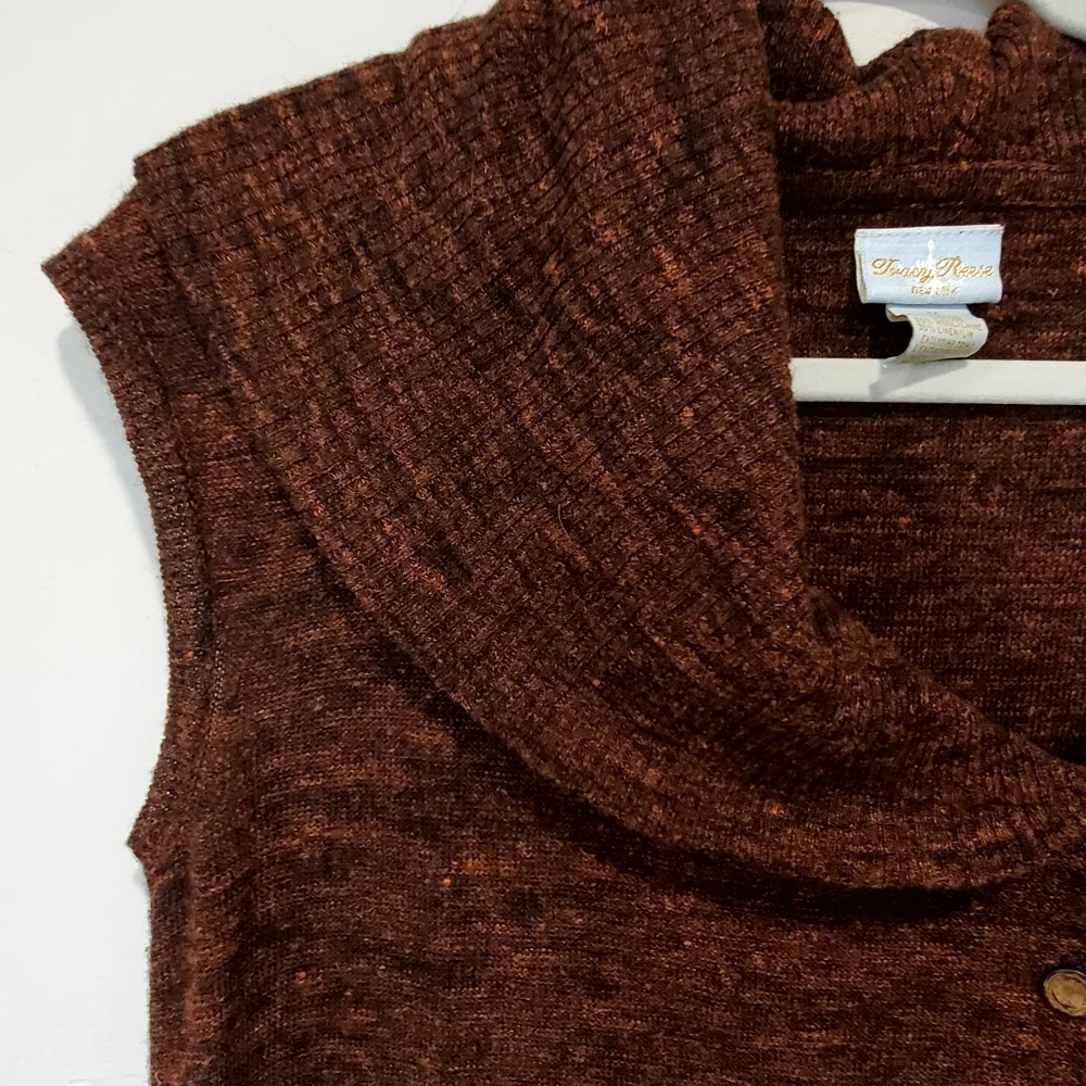 Tracy Reese Wool/Linen Cranberry Black Longline Vest Cardigan Sweater, Med, EUC - Picture 8 of 16